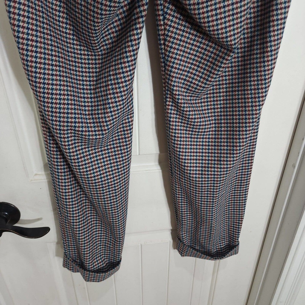 J Jill Womens Pants Blue Red Houndstooth Tapered Leg Trousers High Waist Sz 8 M - Picture 8 of 10